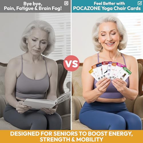 POCAZONE Chair Yoga Book for Seniors Over 60, 30-Day Exercise & Video Guide - color: Chair yoga Card