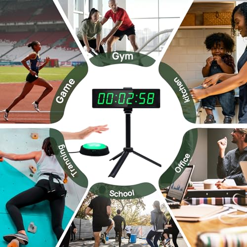YZ Gym Timer Clock for Home Gym, Fitness Timer with Stopwatch Button, Large Digital Stopwatch Countdown Clock, 12/24H Digital Wall Clock, with Stand - style: plug-in(with stand)