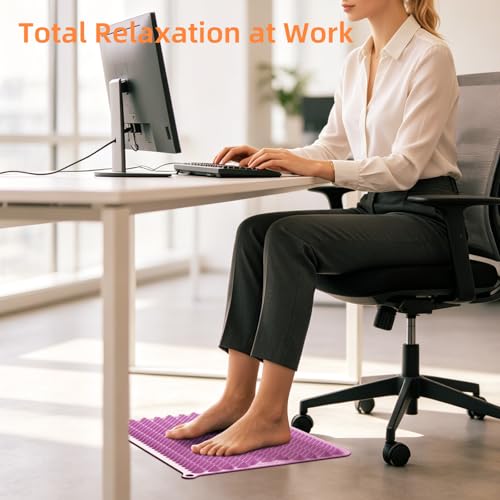 Acupressure Mat for Foot Massage, Silicone Foot Reflexology Mat - color: Purple