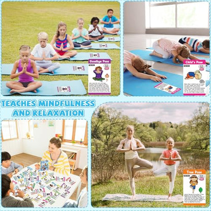 gisgfim Yoga Cards 30 Yoga Poses Fun Cartoon Workout Positions Flash Cards for Home Gym Use Beginners Advanced Learners Educational Activities Memory Game Promotes Mindfulness and Relaxation