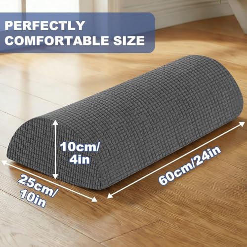 Half Moon Bolster Pillow with Straps, Knee Pillow for Back Sleeping, Under Knee Pillow for Sleeping, Relieves Pain in Legs and Knees, Machine Washable Cover, 24" X 10" X 4", Grey - color: Grey