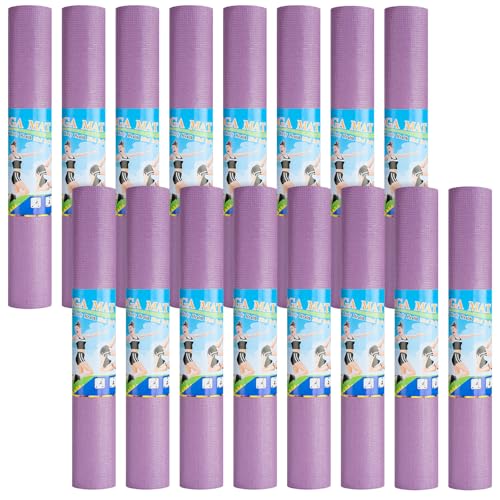 Funtery 3 mm Thin Yoga Mats Bulk, 68 x 24 Inches Lightweight PVC Exercise Mats Non Slip Workout Fitness Pads for Yoga Pilates Stretching Classes Gym Home Studio - color: Smoky Purple