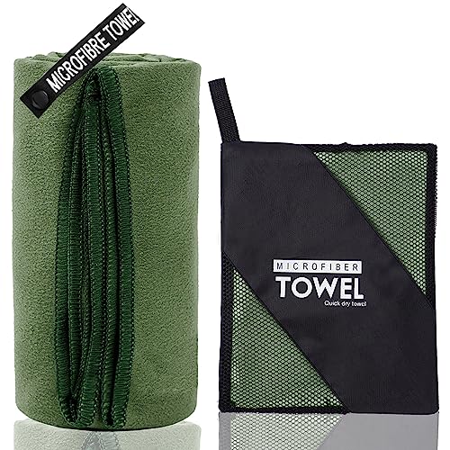 Microfiber Travel Towel, Quick Dry Camping & Gym Towel. Compact | Super Absorbent,Fast Drying,Lightweight,Soft,Suitable for Camping,Backpack,Gym,Swim, Yoga,Hiking - color: Armygreen, size: XS:12"×24"