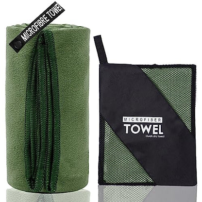 Microfiber Travel Towel, Quick Dry Camping & Gym Towel. Compact - color: Armygreen, size: S:16"×32"