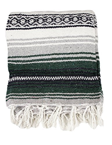 Canyon Creek Mexican Style Falsa Yoga Blanket (Dark Green/Forest) - color: Dark Green / Forest
