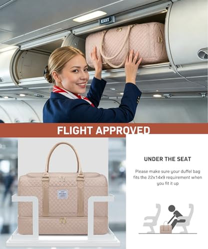 WINDARS Travel Duffle Bag, Weekender Bags for Women with Shoe Compartment, Overnight Bag with Toiletry Bag, Carry On Duffel Bags For Airplanes, Yoga Gym Duffel Bag, Antiquewhite - color: Antiquewhite