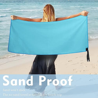 Microfiber Travel Towel, Quick Dry Camping & Gym Towel. Compact - color: Marineblue, size: XXL:40"×72"