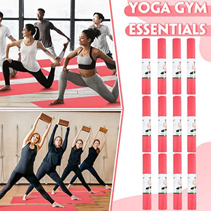 Amylove 12 Pieces Yoga Mats Bulk 68x24x0.12 Inch Exercise Non Slip Fitness Workout Mats for Women Men Home Workout Gym Yoga - color: Pink