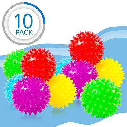 IMPRESA Spiky Stress Balls - Fidget Toys for Kids Gift Basket- Sensory Engagement & Sensory Toys - Party Favors & Bouncy Balls - Pack of 10 - size: 10 Pack
