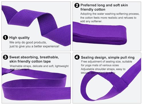AKOAK Adjustable Yoga Mat Strap, Multi-purpose Strap, Durable Yoga Mat Carrying Strap (Excluding Yoga Mat), Pack of 1 - color: Purple
