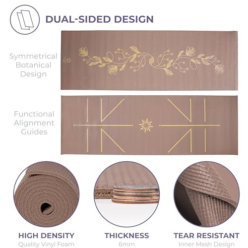 Ascend 6mm Thick Yoga Mat, 72x24in - color: Golden Mocha - Printed