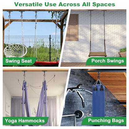SELEWARE Heavy Duty Black Swing Hangers 2400LB Capacity Porch Swing Hanger - color: A: Black Swing Hangers (2 Pack)