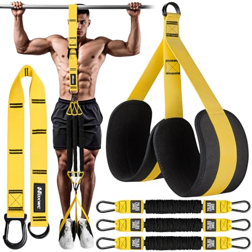 HOXWC Pull Up Assistance Bands, Adjustable Heavy Duty Resistance Band for Pull Up, 3 Pull Up Bands, Comfortable Fabric Feet/Knee Rest, Assistance Bands for Pull-Up, Home Fitness, Body Stretching - color: 1-Yellow