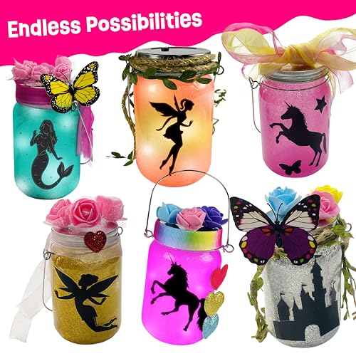 Light-up Unicorn Fairy & Mermaid Lanterns Craft Kit – Christmas Gifts for 8 9 10 11 12 Year Old Girls - Creative Art Girl Toys 8-10 Years Old and Up - Craft Kits for Girls Ages 8-12 - Tween Gift Ideas