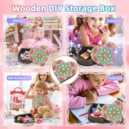 Diakud Arts and Crafts Activities Diamond Gem Art Kit for Kids Ages 8-12 | Jewellery Box Toys for 7 8 9 10 11 12 13 Year Old Girls Boys Gifts Birthday Presents Gift Ideas for Teen Girl 8-10 Years Old - color: flower