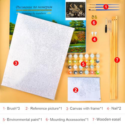 TUMOVO Paint by Number for Adults Bee Adults' Paint-by-Number Kits Bee Flower Color by Number Adults Paint by Numbers DIY Painting by Numbers Arts Craft with Framed, 16 x20 Inch - color: Flower Bee-Framed