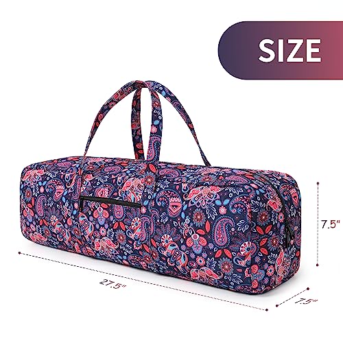 Boulder Bee | Yoga Mat Bag | Large Yoga Mat Carrier with Wet Pocket | Yoga Gifts | Gym Tote Bag for Women - color: Red and navy