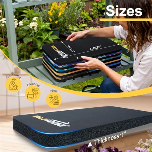 MELOTOUGH Garden Kneeling Pad, 1" Thick Soft NBR Foam Kneeling Pads for Gardening, Cleaning, Work - Lightweight & Comfortable, 15.75"x7.2" (Black) - color: Black