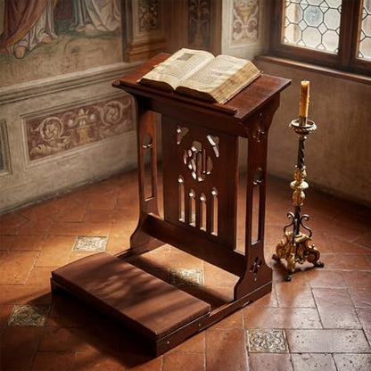 Novabright Florentine Prayer Bench Kneeler Church Prayer Bench Stool with Shelf and Cushion Prayers Kneeler for Home Church Religious Gifts