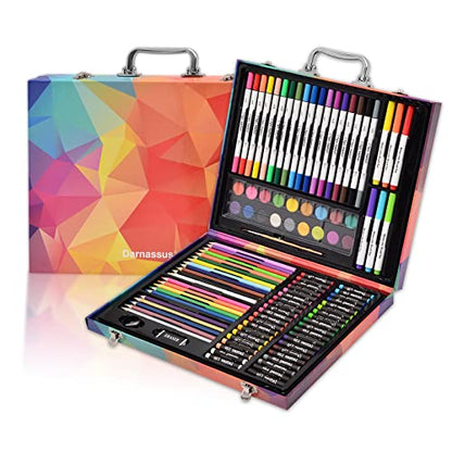 Darnassus 132-Piece Art Set, Deluxe Professional Color Set, Art Kit for Kids and Adult, With Compact Portable Case - color: Pink