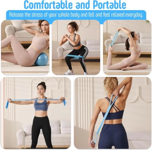 AMAVIK Pilates Kit 15-Pieces Home Workout Set with 5 Resistance Bands, Pilates Ring and Ball Set with Accessories-A Complete Pilates Set for Women to Improve Strength, Flexibility and Balance Body - color: Blue