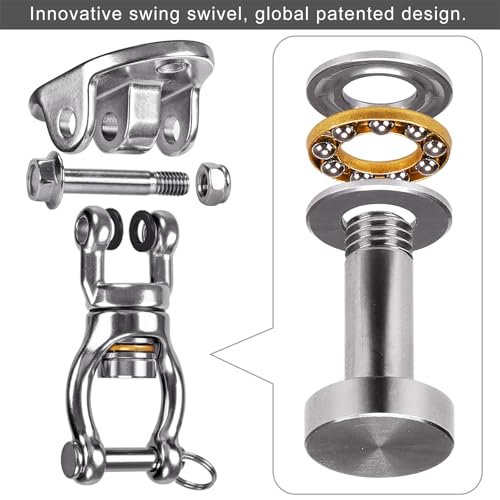 SELEWARE Heavy Duty Bearing Swivel Swing Hanger Stainless Steel Swing Hooks - color: Silver: 360° Bearing Swing Hanger ( 1 Pack )