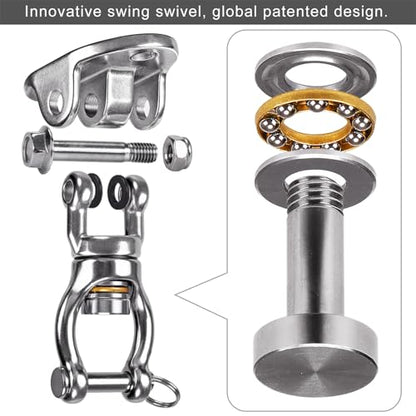 SELEWARE Heavy Duty Bearing Swivel Swing Hanger Stainless Steel Swing Hooks - color: Silver: 360° Bearing Swing Hanger ( 1 Pack )