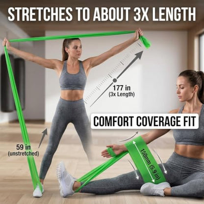 TPE Resistance Bands Flat Exercise Stretch Bands for Yoga Pilates Home Fitness Training - color: Green