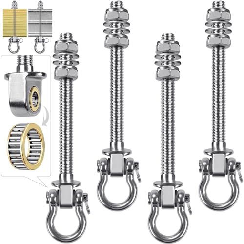 Dolibest Swing Hangers with Bearing - 4 Pack Stainless Steel 304 Swing Hooks for Wood & Metal Beams, Ideal for Hanging Hammocks, Yoga Swings, Porch Swing, Boxing Bag 1500 LB Capacity -7''x M2/5'' - color: M10x7'' -4pcs