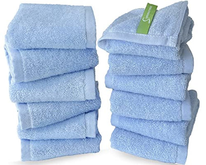 Washcloths 12 Pack 13"x13"- Extra Absorbent, Soft Multipurpose Wash Clothes and Face Towel (Blue) - color: Blue