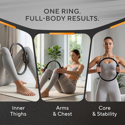 Pilates Ring Circle, Magic Circle Pilates Ring, Inner Thigh Exercise Equipment, Fitness Rings for Women, Thigh Master Inner Thigh Exerciser, Yoga Ring Pilates Equipment for Home Workouts - color: Carbon Black