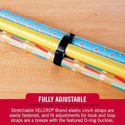 VELCRO Brand Elastic Cinch Straps with Buckle, 15in x 1in, Black, 4 Pack | Stretchable And Adjustable For A Snug Fit; Fastens Lumber, Yoga Mats, Tools, Camping Equipment, And Bulky Gear - size: 4PK Medium 15"