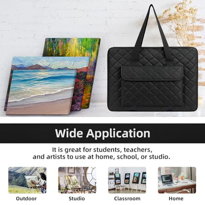JJRING 24x36 Quilting Canvas Art Portfolio Case Bag, Black | Lightweight Portable Storage Case For Posters, Artwork, Drawing & Sketching Boards - size: 24*36