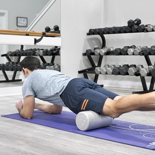 OPTP Silver AXIS Moderately Firm Foam Roller – Round, Silver, 12" x 6" - size: 12" x 6" Round