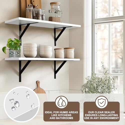 Tectocker-DOU 24" Long Floating Book Shelves for Wall, Heavy Duty, White - color: White, size: 24W×8D