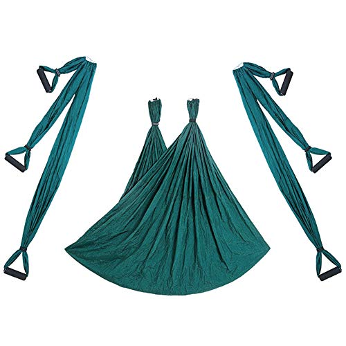 Aerial Trapeze Yoga Hammock Kit - Ultra Strong Antigravity Yoga Flying Sling Inversion Swing Tool Set - color: Green
