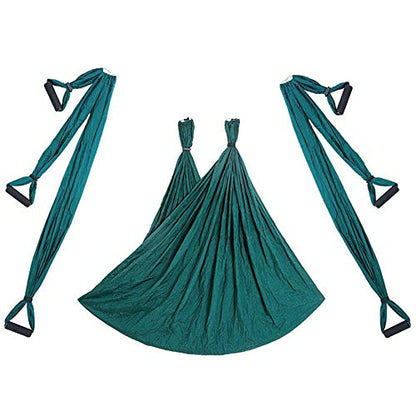 Aerial Trapeze Yoga Hammock Kit - Ultra Strong Antigravity Yoga Flying Sling Inversion Swing Tool Set - color: Green