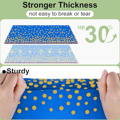 3 Packs Dot Disposable Table Cloth, 54 x 108 Inch Waterproof Plastic Tablecloth, Rectangle Gold Dots in Blue Table Covers for Picnic, Birthday, Party and Back to School - color: Gold in Blue, size: 54" x 108"