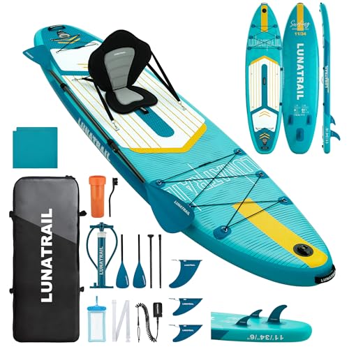 11' x 34" Extra Long Extra Wide Inflatable Stand Up Paddle Board SUP Kit Item Highlights - color: Light Blue