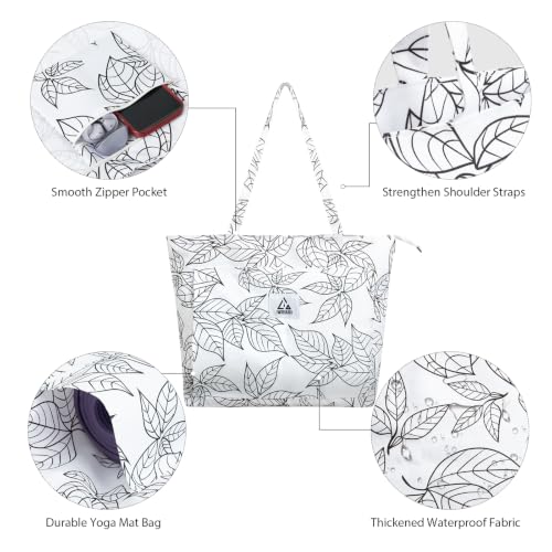 IwIeIaIrI Yoga Tote Mat Bag Carrier for Women with Mat Holder | Yoga Mat Bag Gym with Zipper Pocket, Polyester Material, Fits Workout Supplies. Great Yoga Accessory Gift - color: White