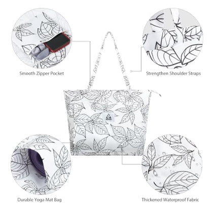 IwIeIaIrI Yoga Tote Mat Bag Carrier for Women with Mat Holder | Yoga Mat Bag Gym with Zipper Pocket, Polyester Material, Fits Workout Supplies. Great Yoga Accessory Gift - color: White