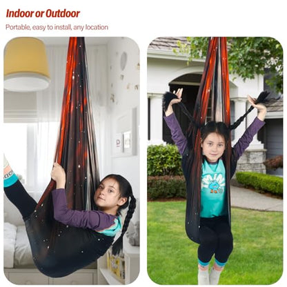 Sensory Swing for Kids Holds 300lbs Therapy Cuddle Hammock Chair - color: Space Brown