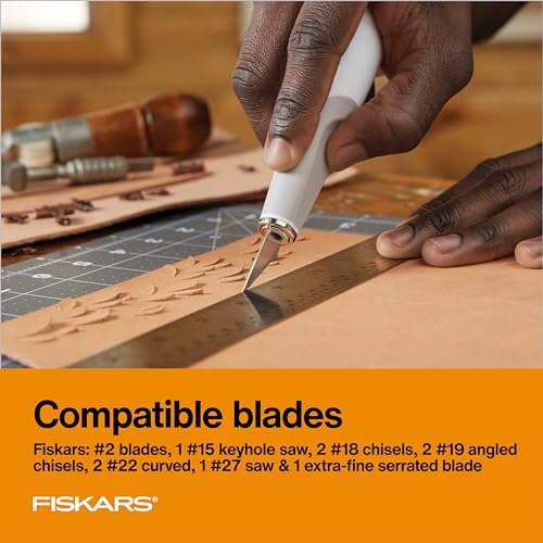 Fiskars 8" Easy Change Heavy-Duty Detail Craft Knife, Exacto Utility Knife - style: Easy Change Knife - #2 Blade