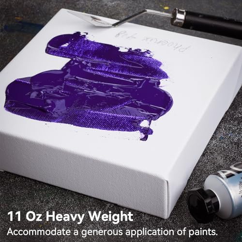 PHOENIX 4x6 Inch 4 Pack Gallery Canvas - Small 1.5 in Thick Canvases for Painting - Deep Edge 100% Cotton 11 Oz. Gesso Primed White Blank Professional Canvas Oil & Acrylic Paints - size: 4"x6", style: Gallery