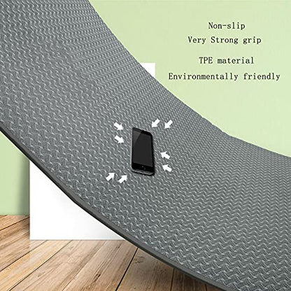 Yoga Mat 1/3" (8mm) Thick Non-Slip, Women Men Fitness & Exercise Mat, 72"Lx24"W Eco-Friendly TPE Workout Mat with Carrying Strap for Yoga, Pilates, Home Gym, Floor Exercises - color: Grey