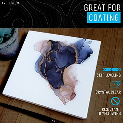 Crystal Clear Epoxy Resin 1 Gallon - Food Safe, UV Resistant, Bubble Free | Casting & coating epoxy resin for jewelry, coasters, molds, art, wood & more. Bubble-free, low odor, USA based business - size: 1 Gallon