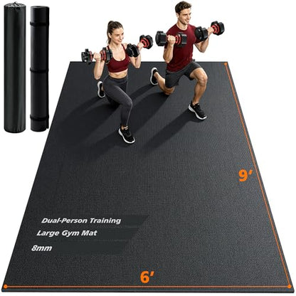 Rendpas Large Exercise Mat for Home Gym, 8mm Extra Thick Workout Mat - color: 9*6 FT Black