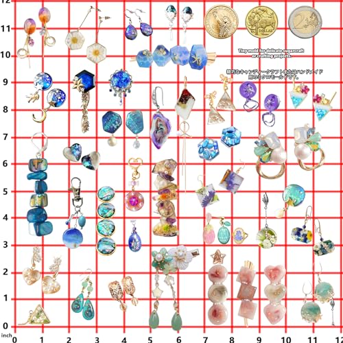 FUNSHOWCASE Cabochon Resin Mold Pack of 2 Mosaic Tile Epoxy Casting Jewelry Making - color: 358 Cavities 15 Designs