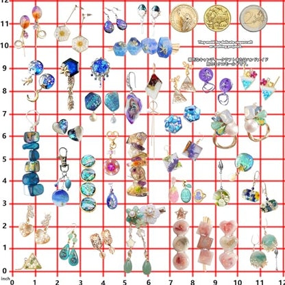 FUNSHOWCASE Cabochon Resin Mold Pack of 2 Mosaic Tile Epoxy Casting Jewelry Making - color: 358 Cavities 15 Designs