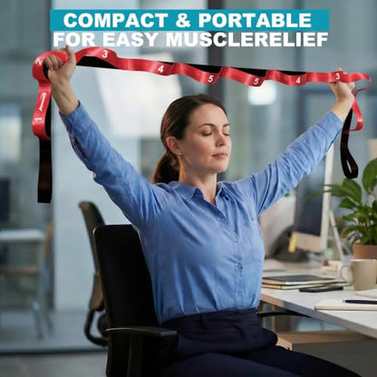 Acozycoo Stretching Strap with Loops for Physical Therapy,Knee,Calf,Back - color: Red, size: Length: 86 Inch, Width: 1.5 Inch
